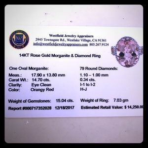 14KT Rose Gold Morganite & Diamond Ring